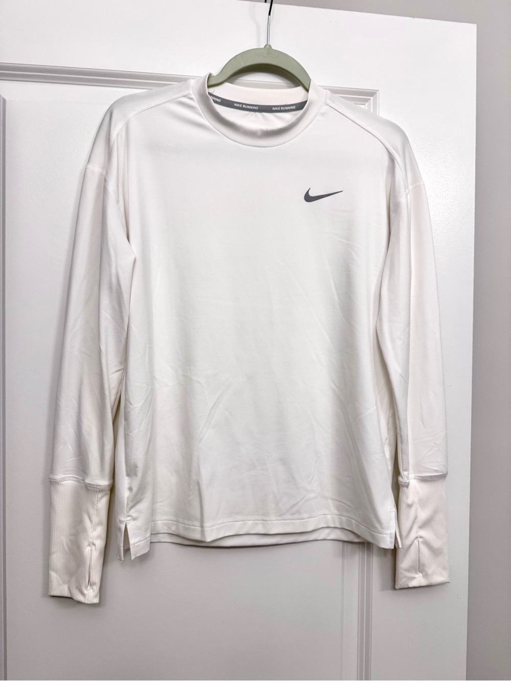 Nike Running White Long-Sleeve Dri-FIT Crewneck Top Size S
